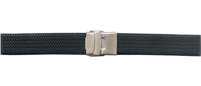 Black 18mm Heavy-Duty Silicone Deployment Watch Strap