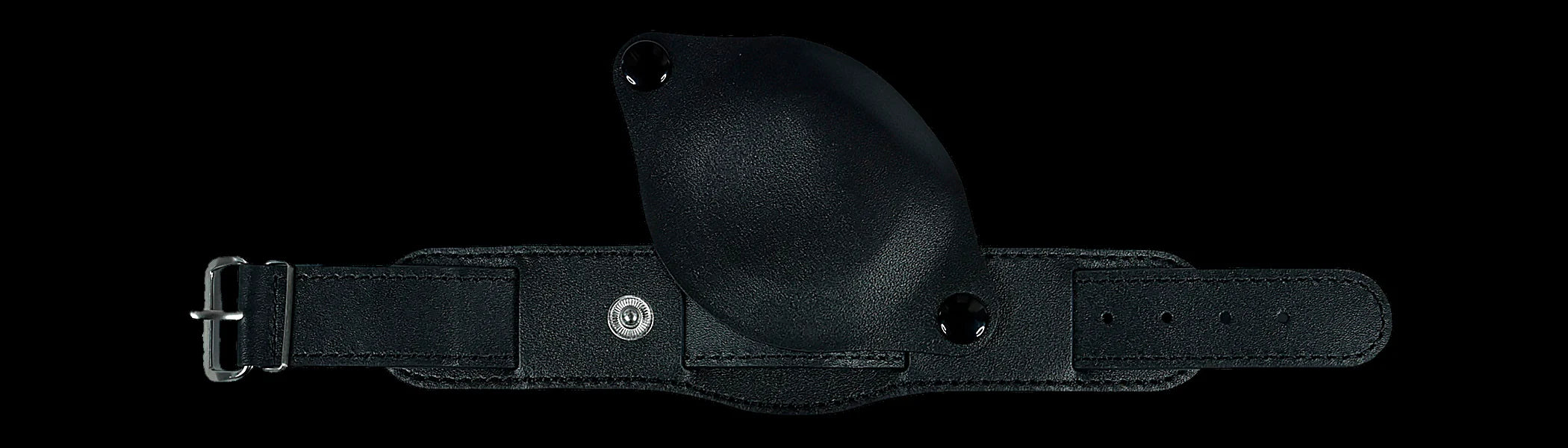 20mm Black 1950s Pattern Leather Military Watch Strap with Protective Face Cover - Slight Seconds to Clear at just 25% of the normal price!