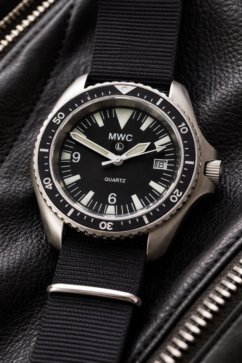 Current NATO Pattern Quartz Military Divers Watch with Sapphire Crystal and 10 Year Battery Life and Ceramic Bezel - NATO STOCK NUMBER NSN 6645-99-157-3496