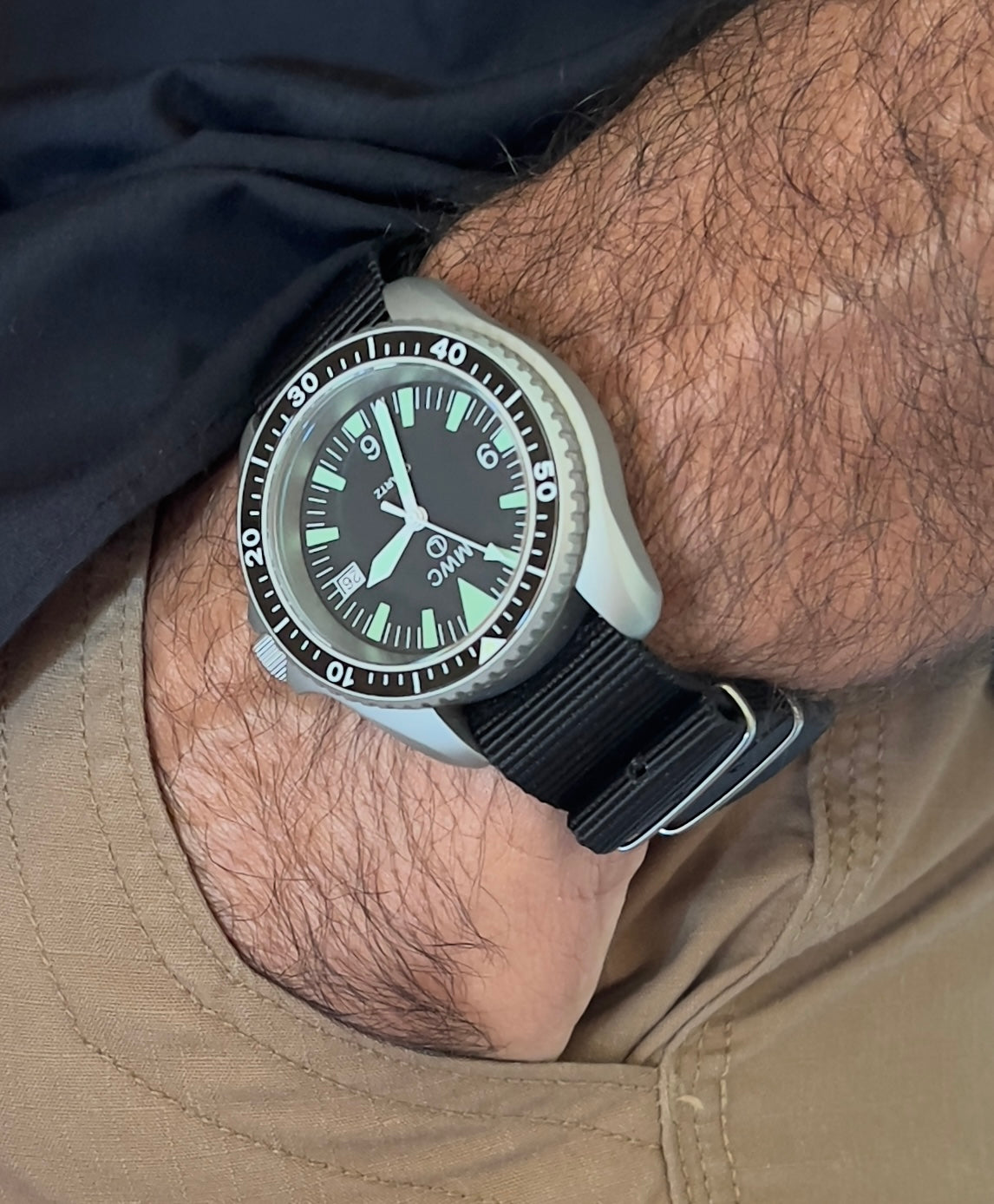 Current NATO Pattern Quartz Military Divers Watch with Sapphire Crystal and 10 Year Battery Life and Ceramic Bezel - NATO STOCK NUMBER NSN 6645-99-157-3496