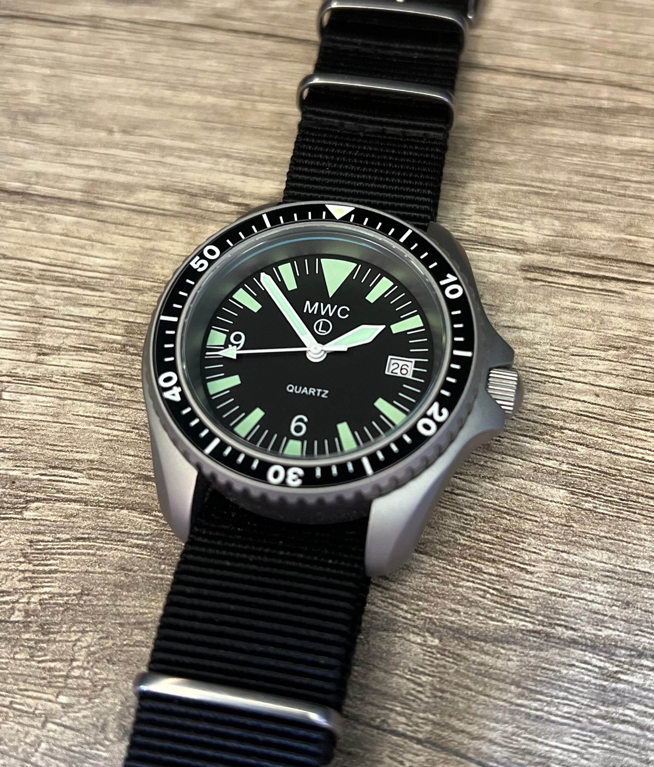 Current NATO Pattern Quartz Military Divers Watch with Sapphire Crystal and 10 Year Battery Life and Ceramic Bezel - NATO STOCK NUMBER NSN 6645-99-157-3496
