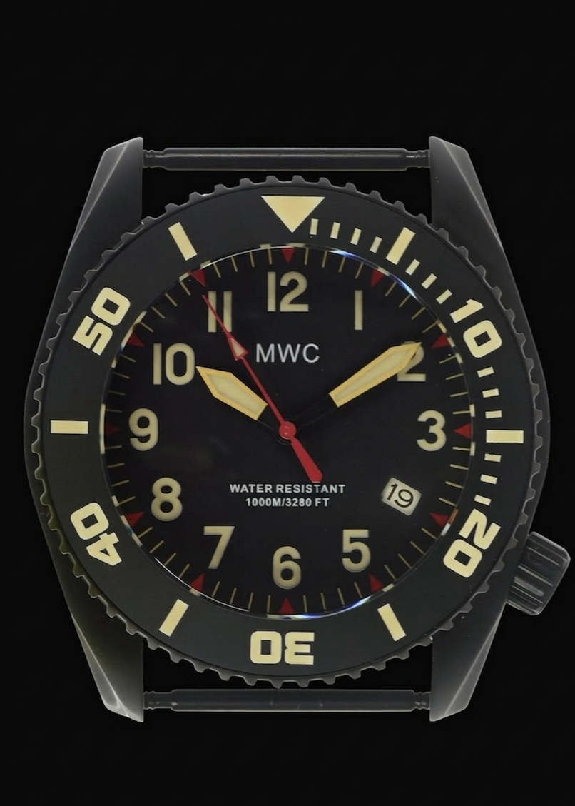 MWC "Depthmaster" 100atm / 3,280ft / 1000m Water Resistant Military Divers Watch in a PVD Titanium Case with Luminova and a Helium Valve (Automatic)