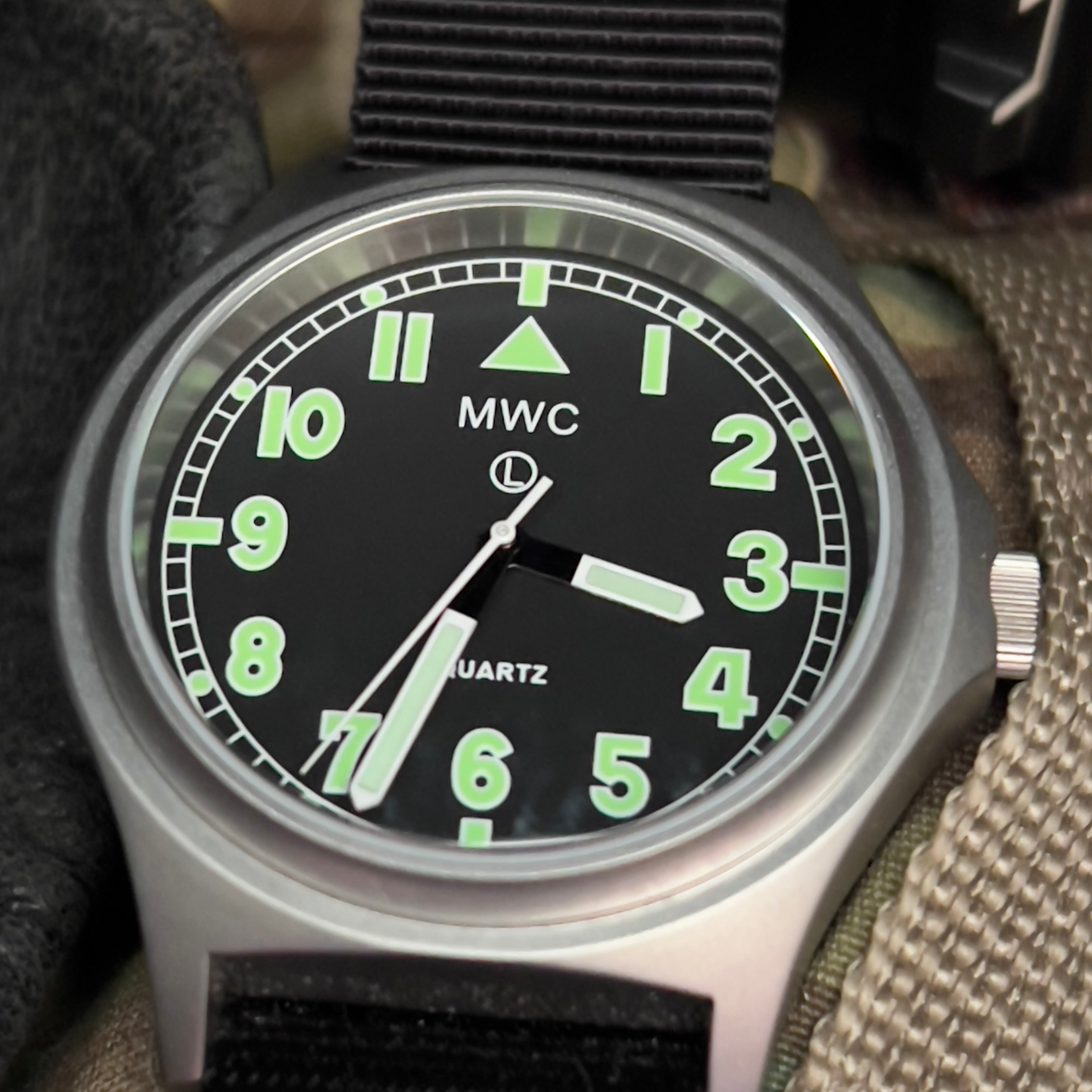 MWC G10 100m / 330ft Water resistant Stainless Steel Military Watch with Sapphire Crystal - NATO Stock Number: NSN 6645-99-472-3228
