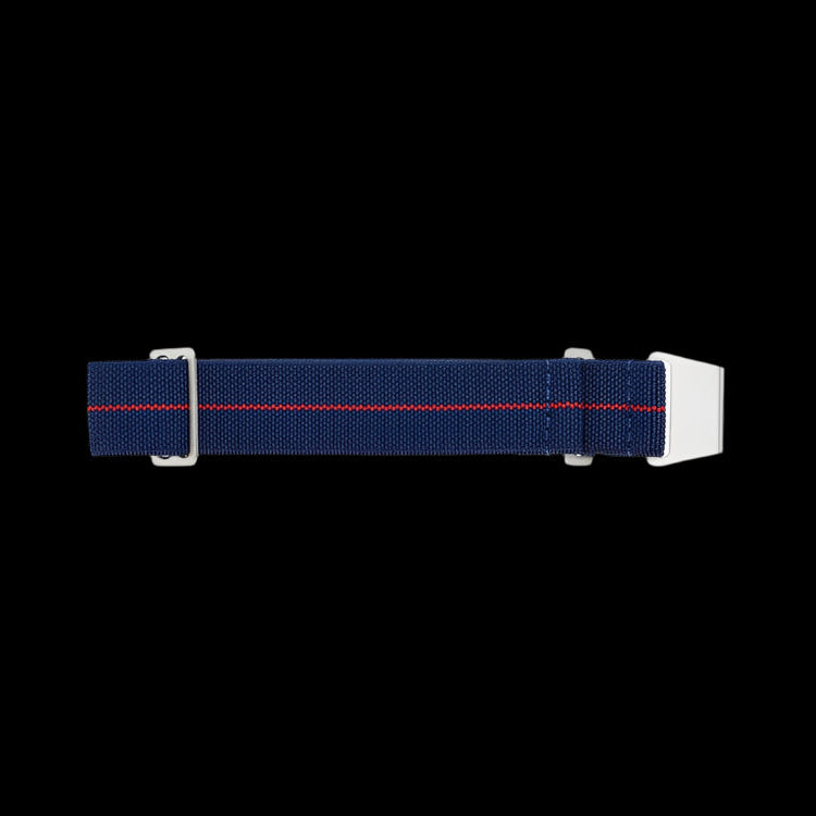22mm Elasticated French Navy and Special Forces Strap in Navy with a Red Stripe