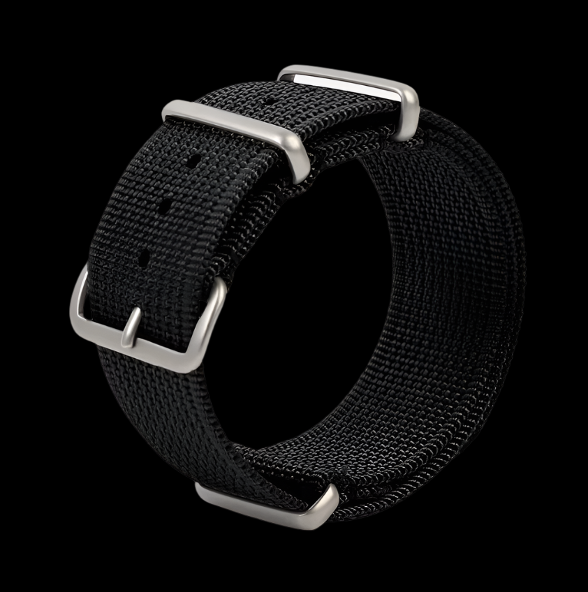 22mm Ribbed Black NATO Military Watch Strap