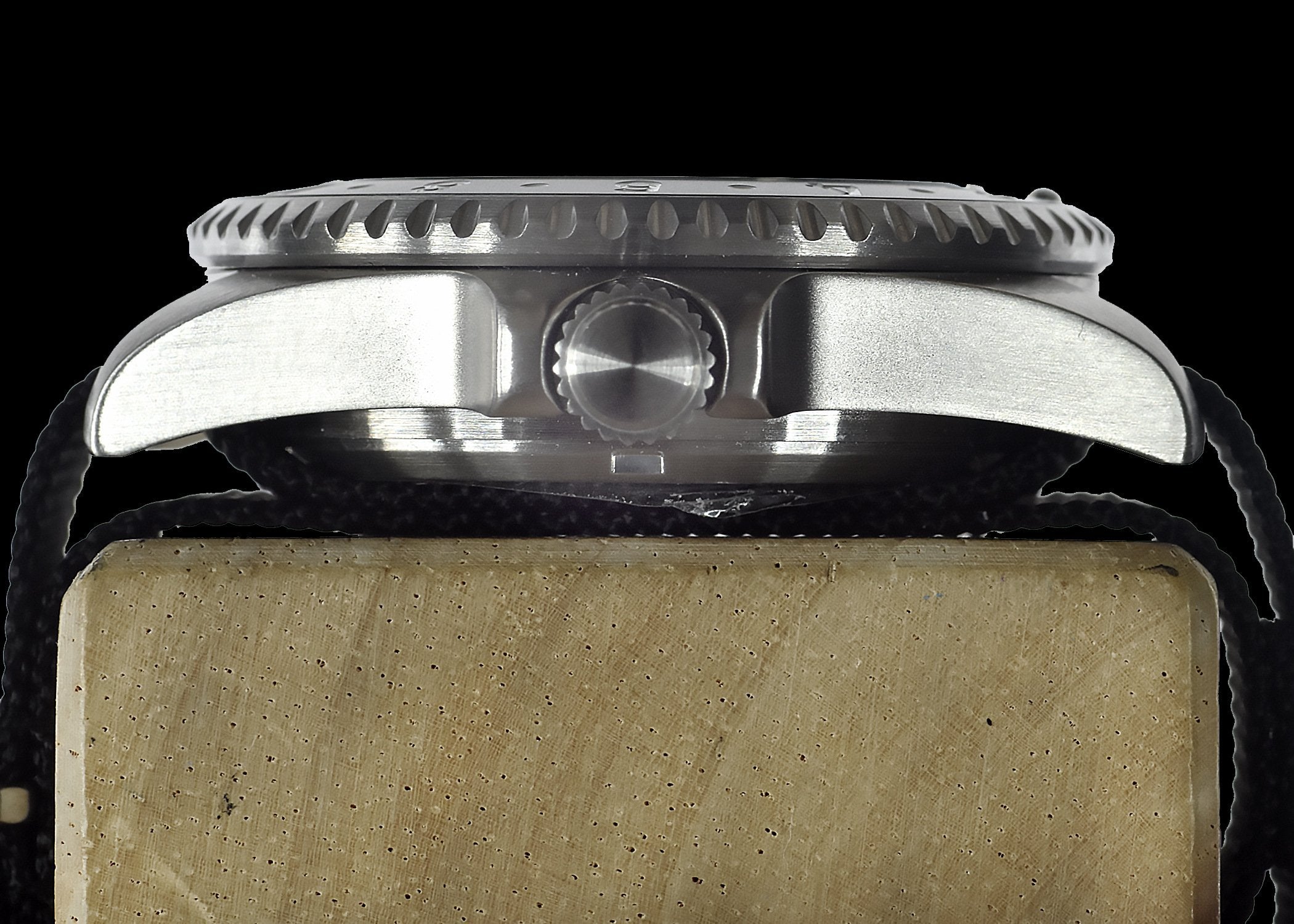 MWC Stainless Steel GMT (Dual Time Zone) Military Watch with Sapphire Crystal and Ceramic Bezel on Silicon Band with 2 NATO Straps