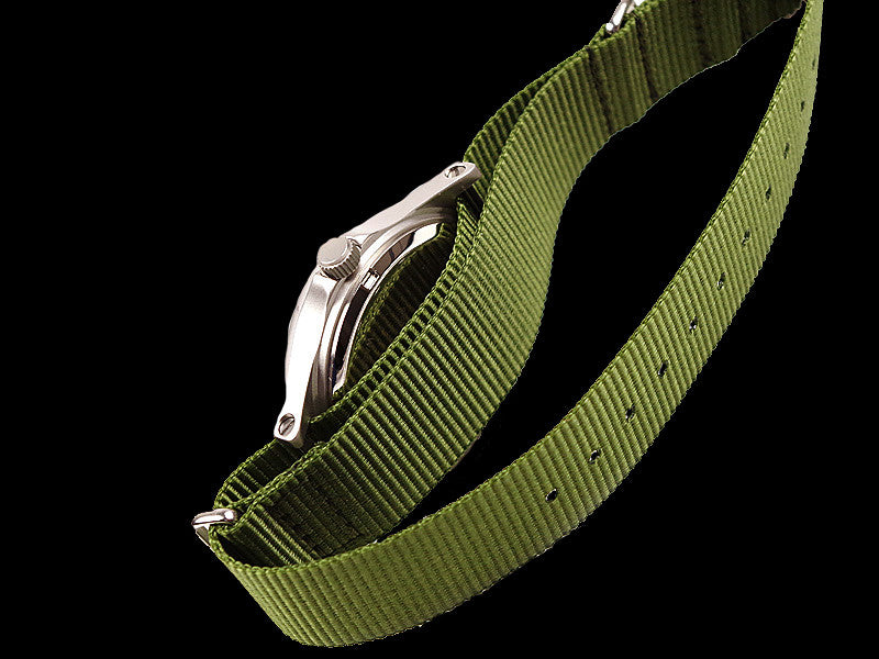 MWC G10 LM Stainless Steel Military Watch (Olive Green Strap) With Date Window