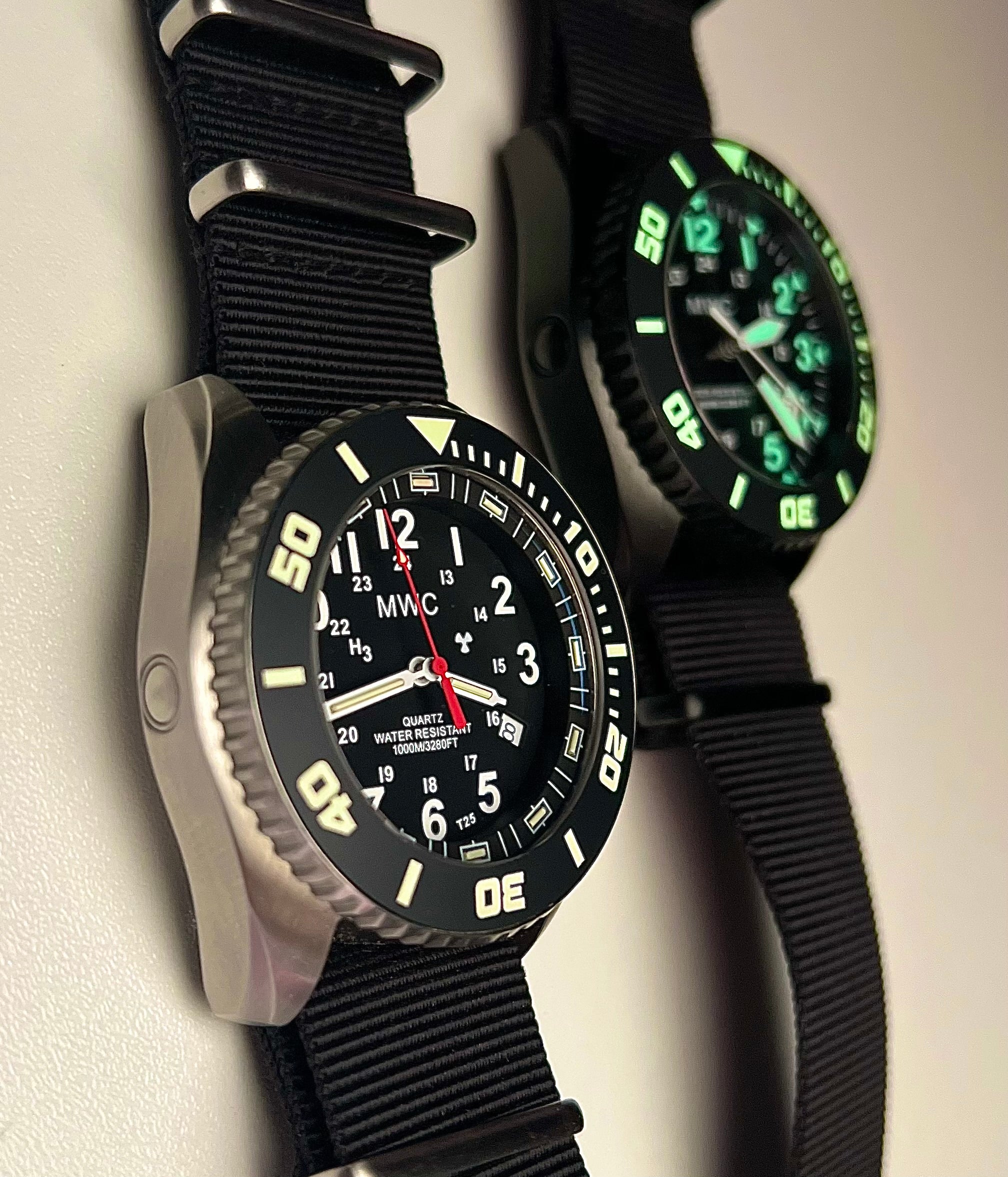 MWC "Depthmaster" 100atm / 3,280ft / 1000m Water Resistant Military Divers Watch in a Stainless Steel Case with GTLS and Helium Valve (10 Year Battery Life)