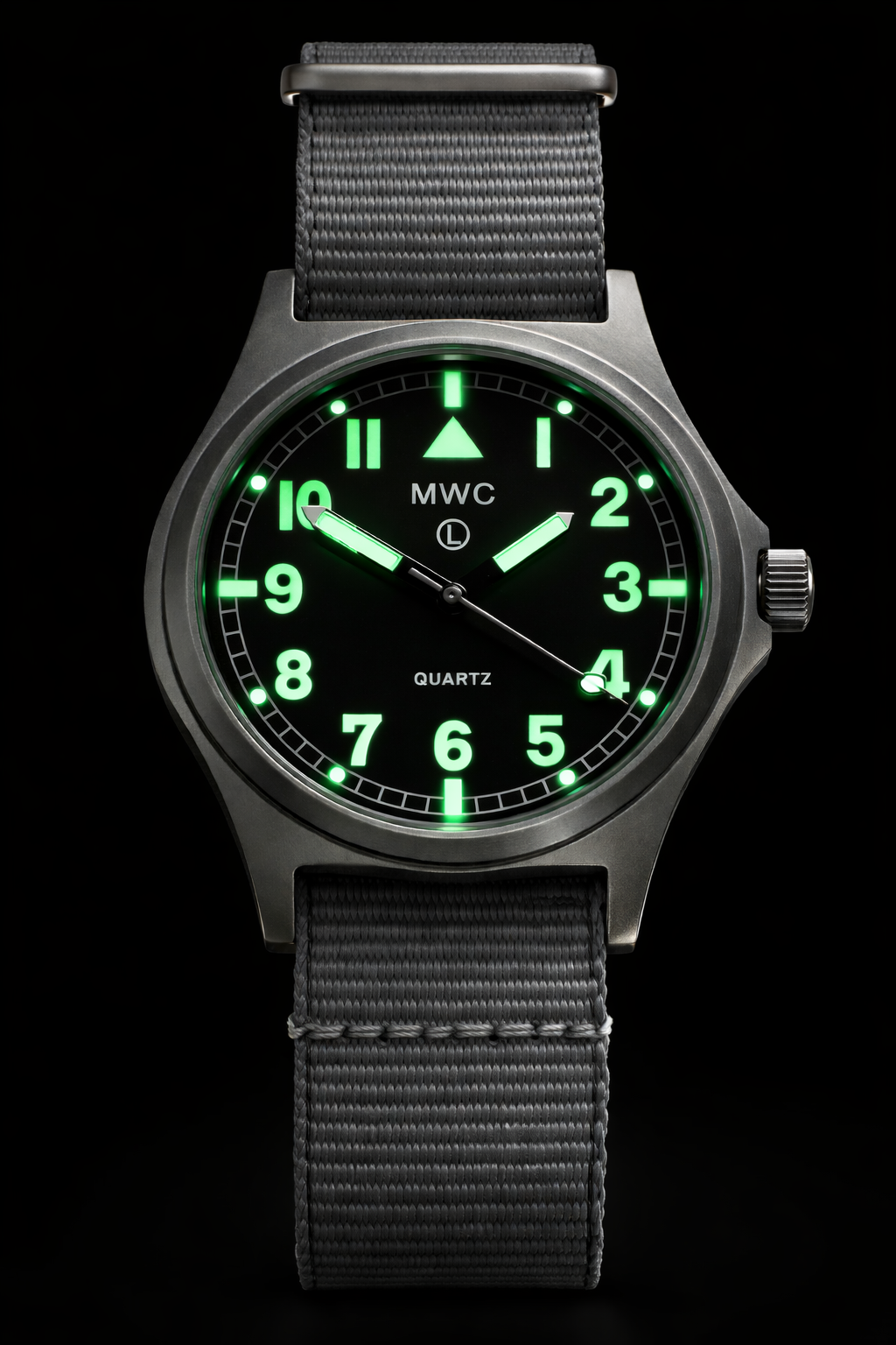 MWC G10 200m/660ft Water resistant Stainless Steel Military Watch with Sapphire Crystal and Date - NATO Stock Number: NSN 6645-99-472-3228D