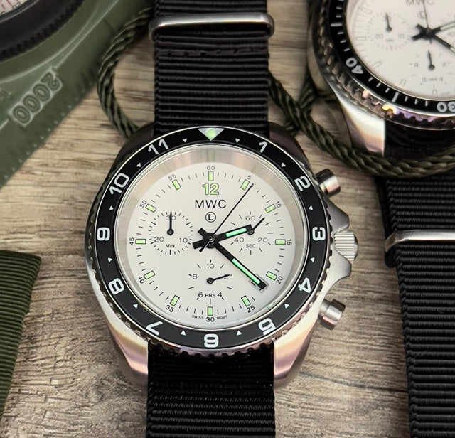 MWC NATO Pattern Stainless Steel Military Pilots Chronograph with Sapphire Crystal and Swiss Ronda Movement- 12 Hour GMT Bezel