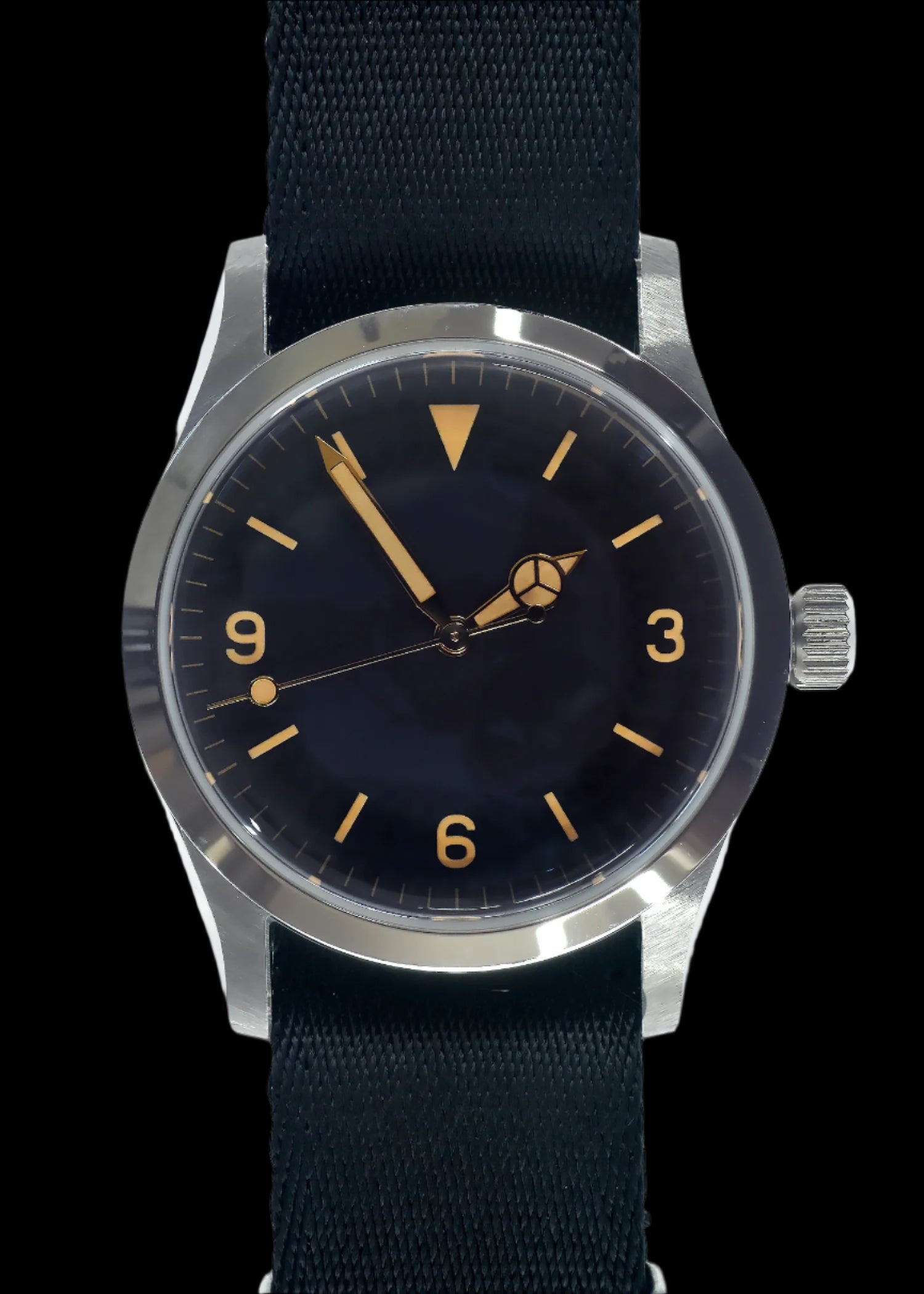 MWC Classic 1950s/1960s Pattern 25 Jewel Automatic "Adventurer" Watch with 200m Water Resistance and Retro Luminous Paint, Sapphire Crystal on a High Quality Seat Belt NATO Strap