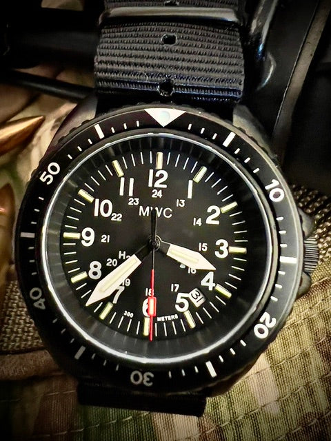 MWC Automatic Black PVD Military Divers Watch  - Tritium / GTLS Illumination, Ceramic Bezel and Sapphire Crystal