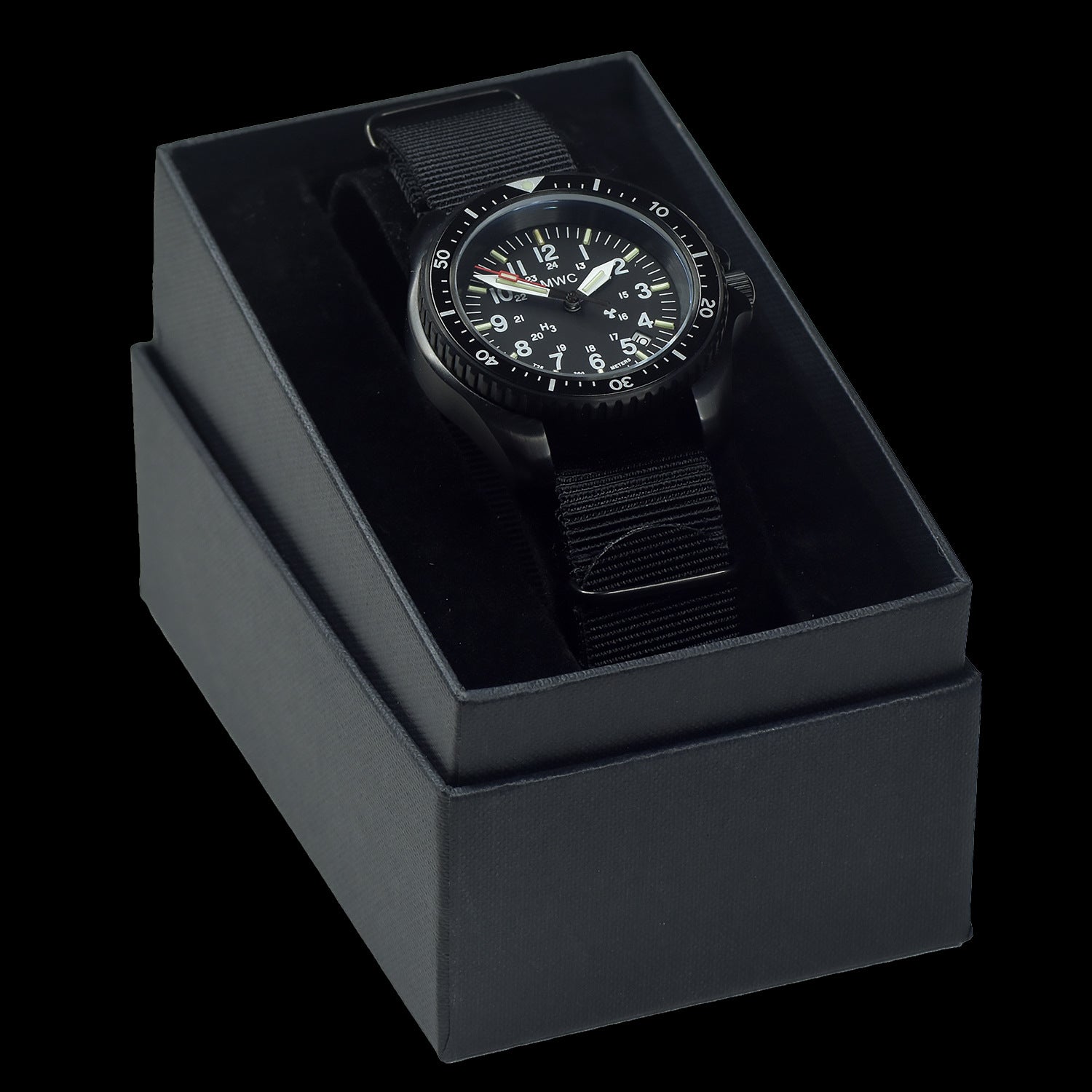 MWC Automatic Black PVD Military Divers Watch  - Tritium / GTLS Illumination, Ceramic Bezel and Sapphire Crystal