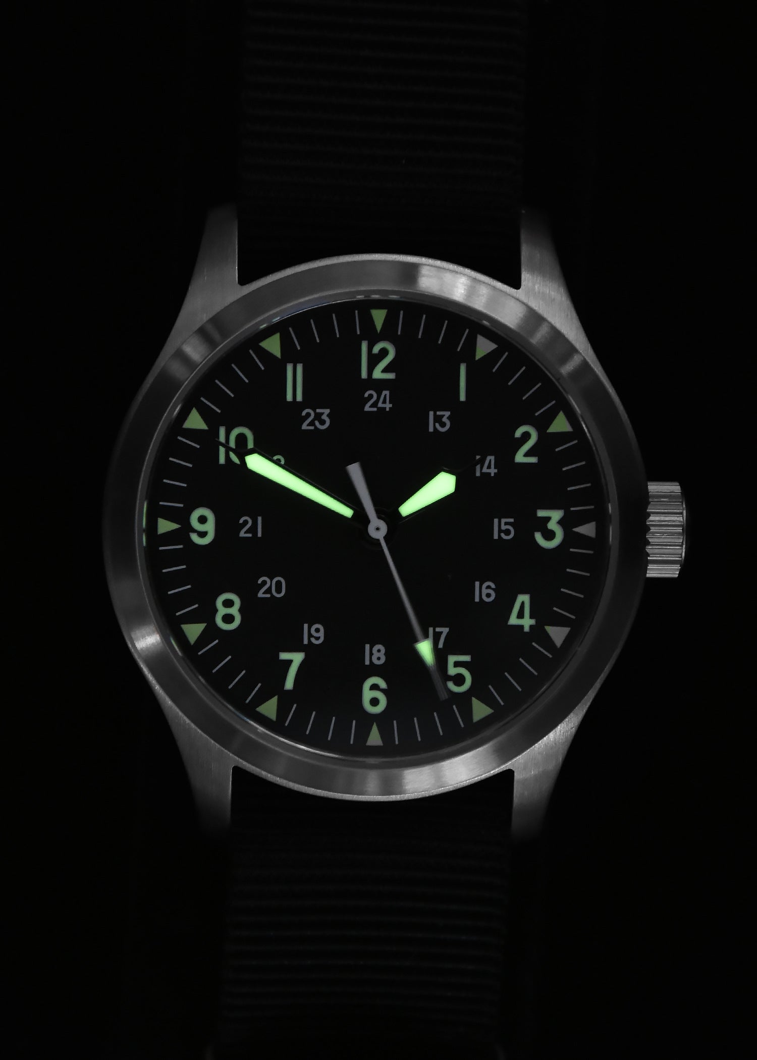 MWC Mk III Stainless Steel 1950's Pattern 100m Water Resistant Automatic Military Watch with Sapphire Crystal (12/24 Hour Dial Variant)