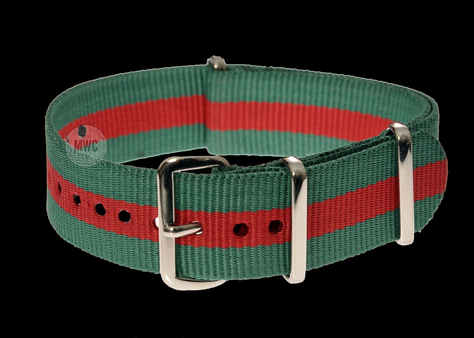 22mm Green and Red NATO Military Watch Strap
