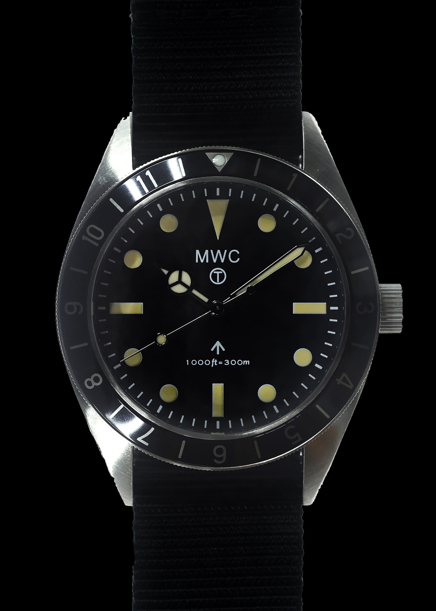 MWC Classic 1960s Pattern Dual Time Zone Divers Watch with Retro Luminova Paint and a Hybrid Mechanical/Quartz Movement
